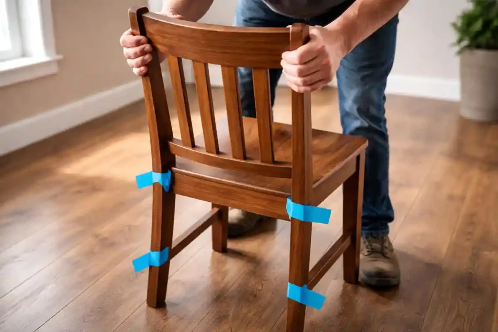 checking a dining chair for loose joints