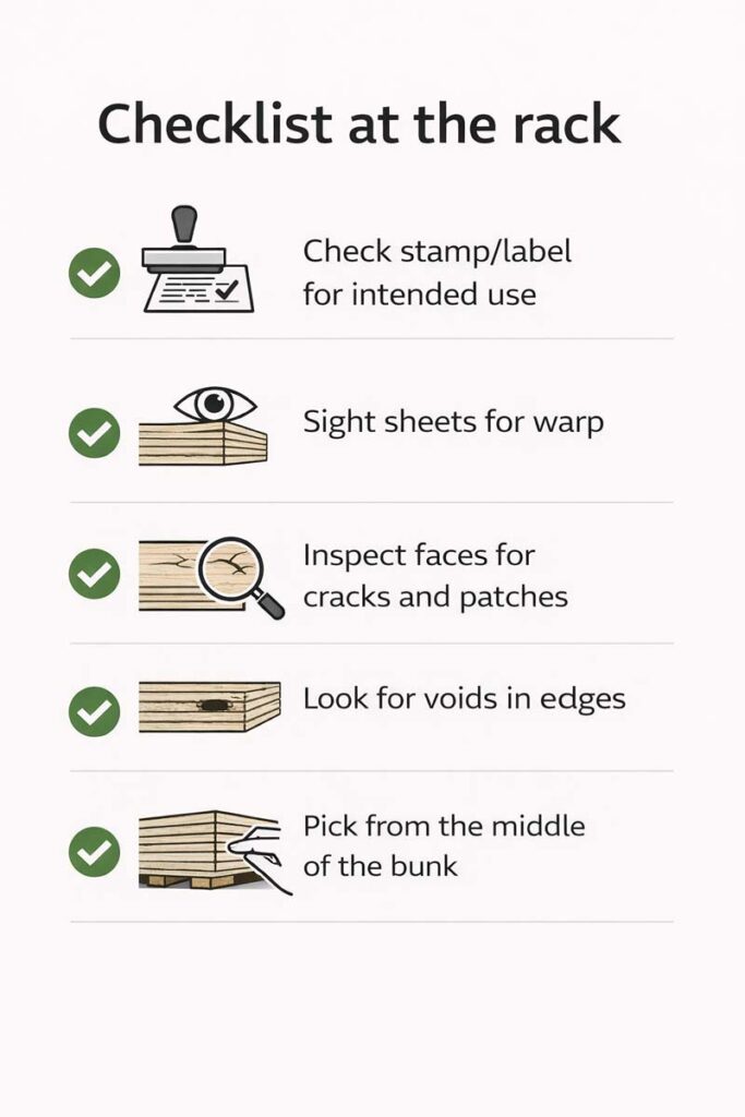 quick plywood buying checklist for warp face cracks and voids