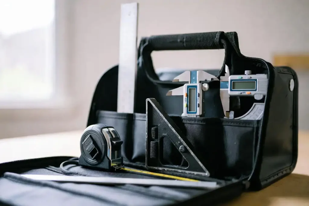compact measuring kit in tool tote