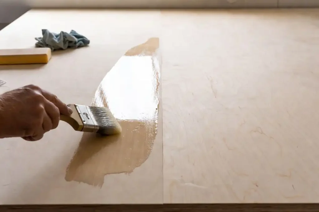 applying water based polyurethane to birch plywood