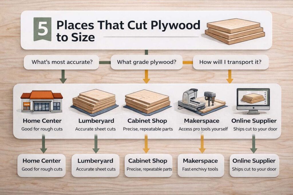 infographic comparing plywood cutting options and accuracy needs