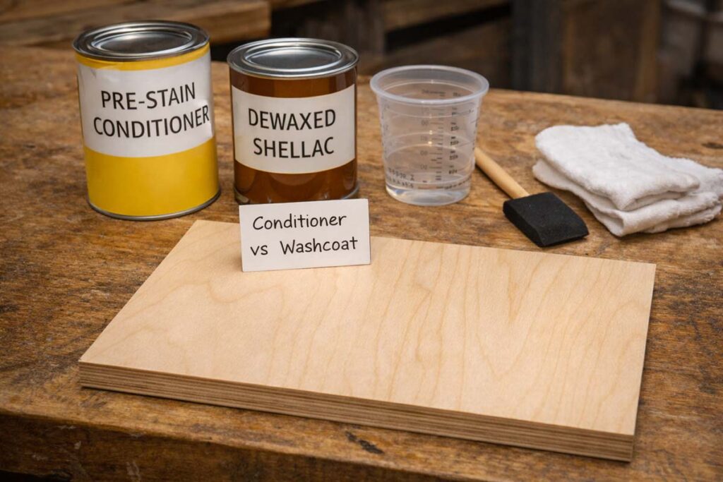 finish products arranged for blotch control on birch