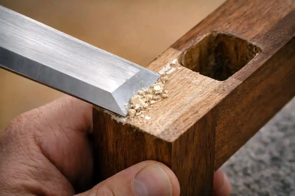 cleaning dried glue from mortise and tenon surfaces