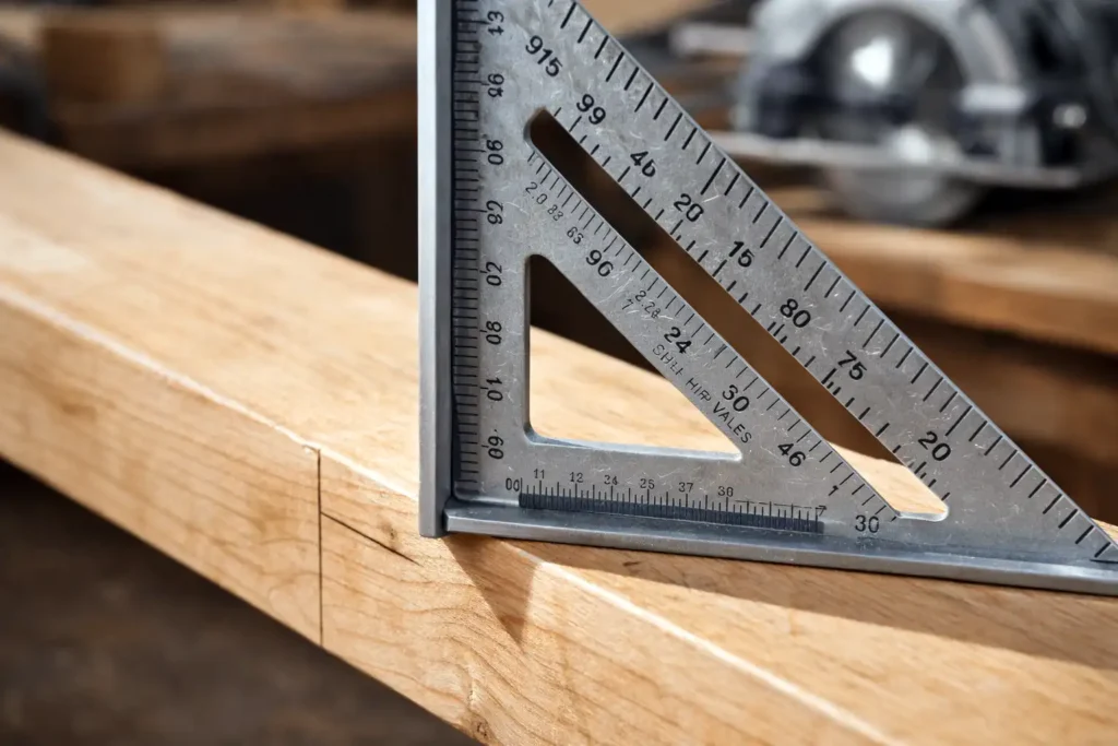 speed square showing fence lip and angle markings