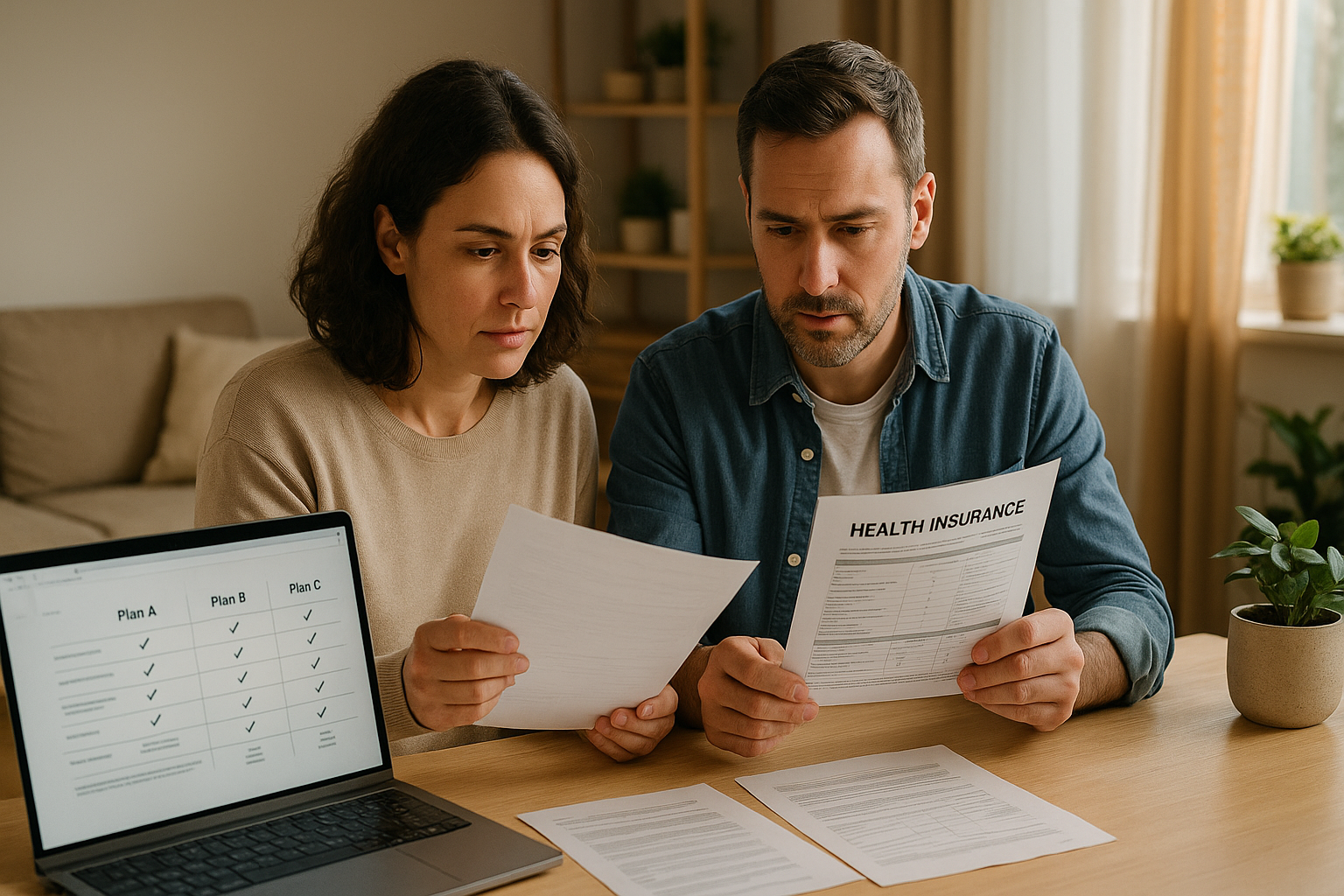 how to choose health insurance plan 2026 couple reviewing documents